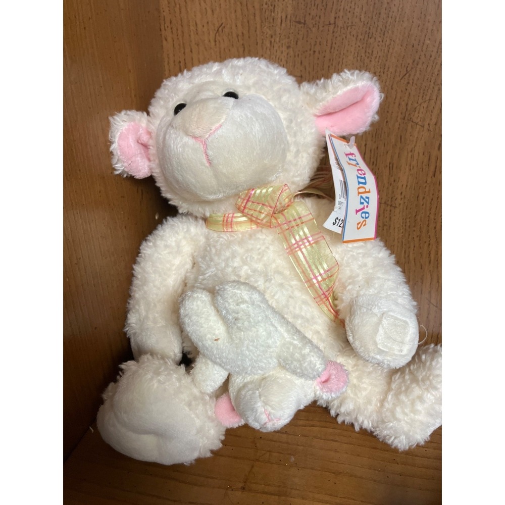 Vintage 2003 Friendzies Target White Lamb Sheep Stuffed Beanbag Plush 9"